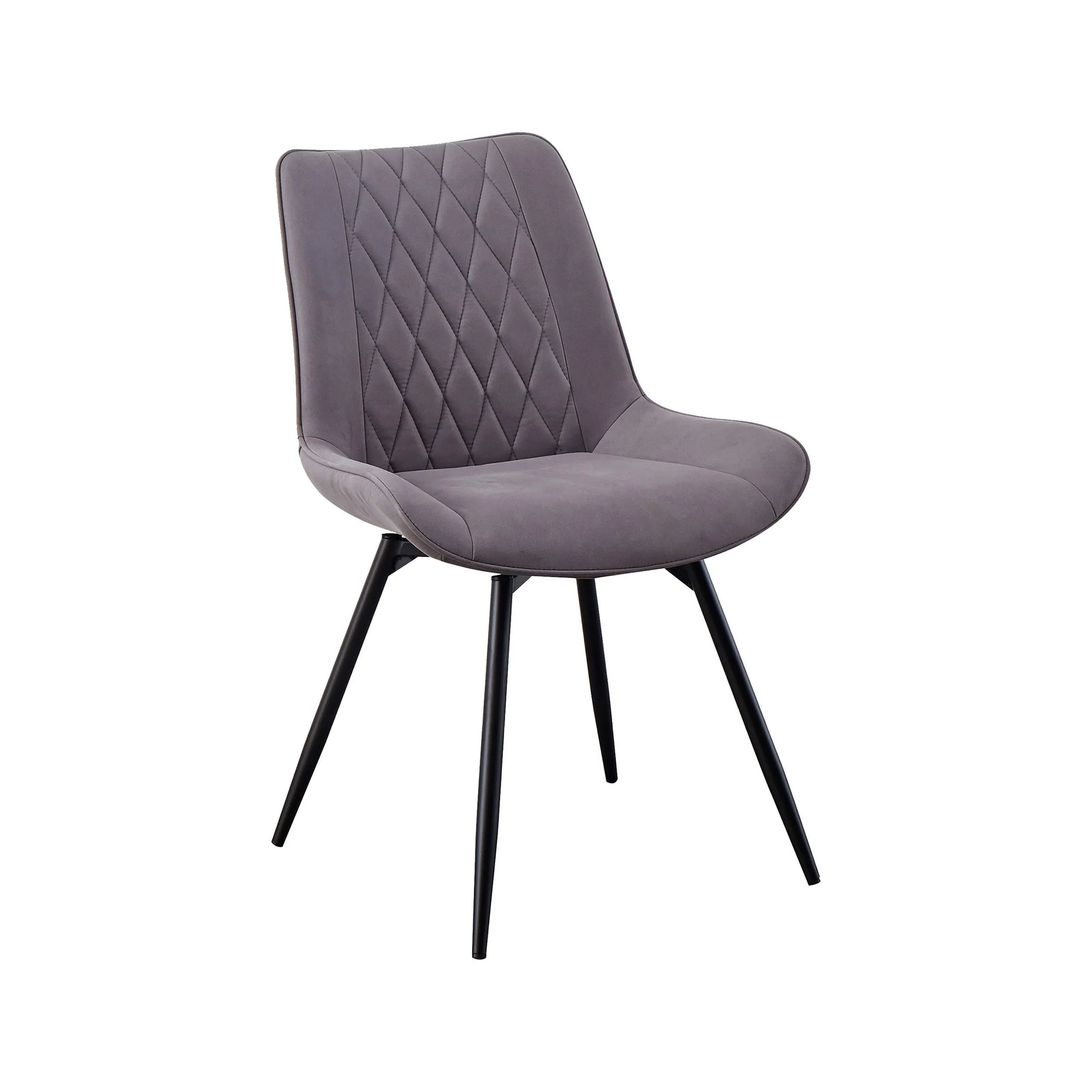 22 Inch Modern Side Chair, Set of 2, Gray Vegan Faux Leather, Swivel Seat By Casagear Home