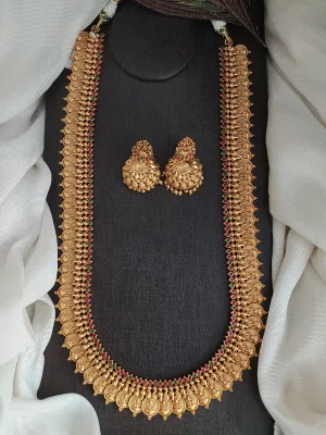 Antique Kassumalai Long Set with Ruby and Green Stones