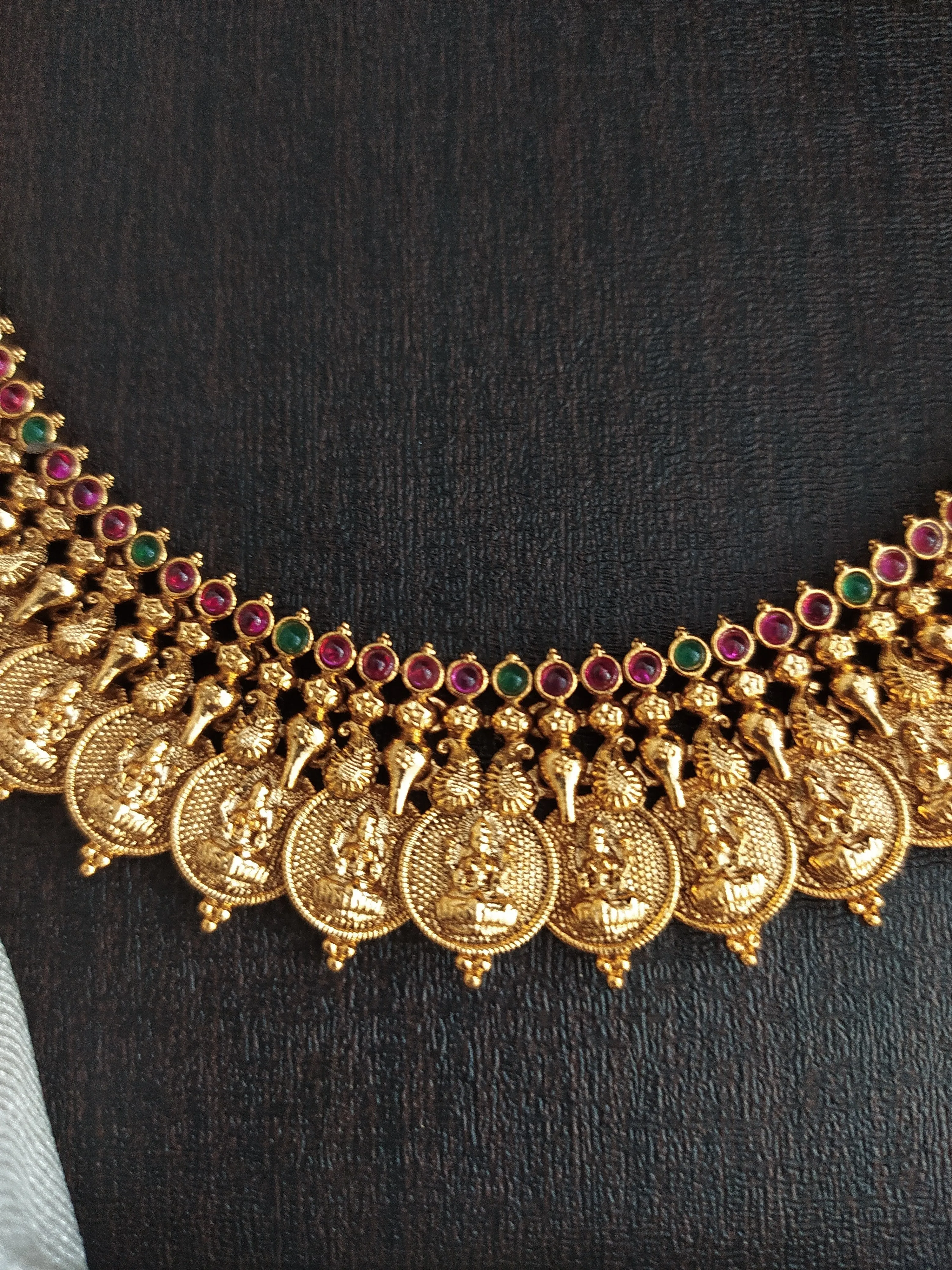 Antique Kassumalai Long Set with Ruby and Green Stones