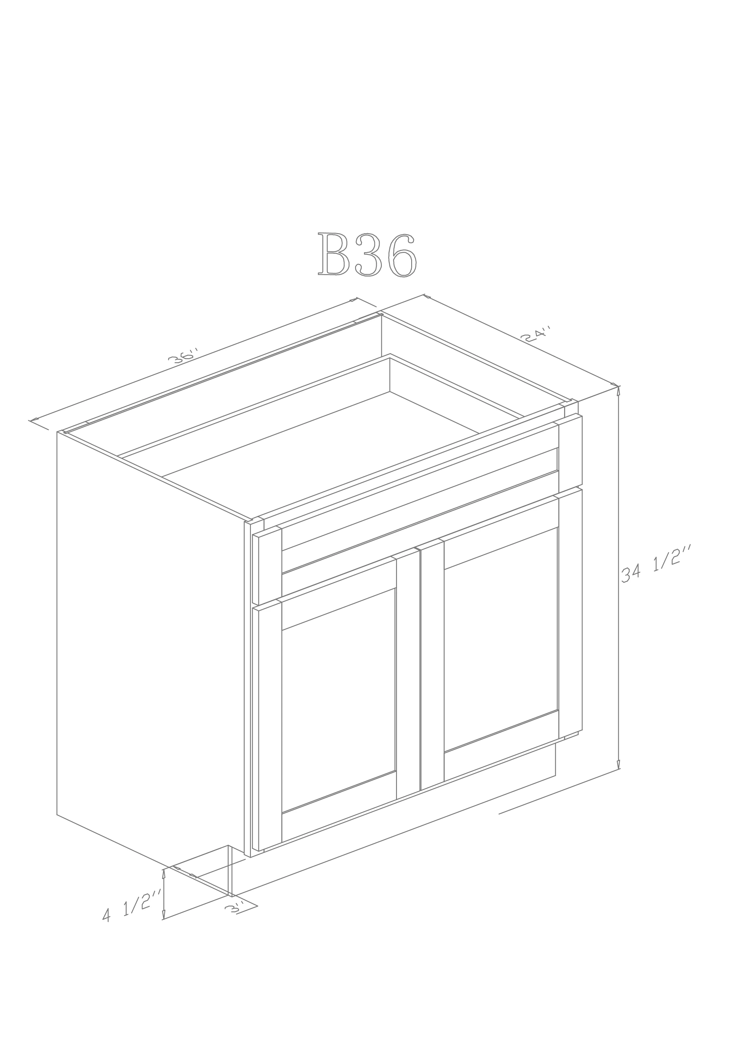 Base 36" - Pure Black 36 Inches Base Cabinet/36"