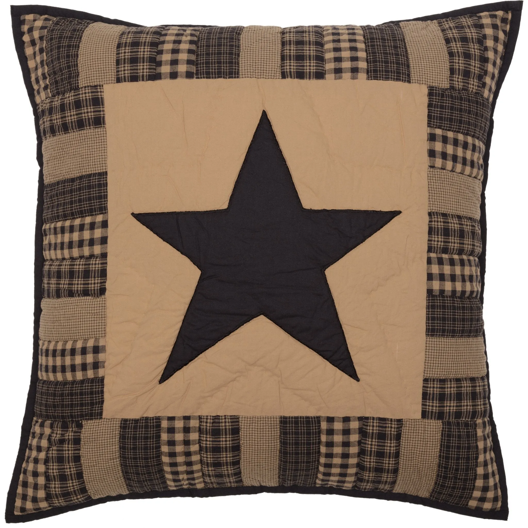 Black Check Star Quilted Euro Sham 26x26"