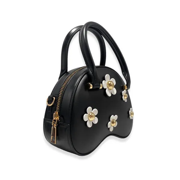 Black Floral Matte Jelly Dome Purse