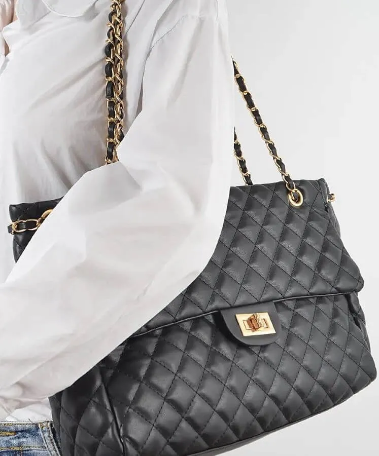 Black Quilted Chain Shoulder Bag