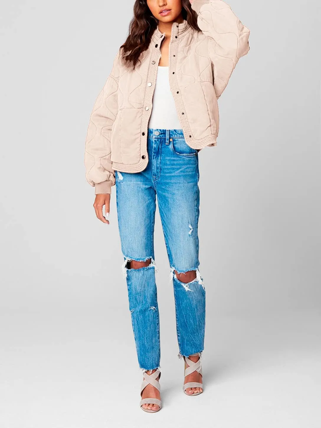 [BLANKNYC] Womens Luxury Clothing Tencel Drop Shoulder Quilted Jacket