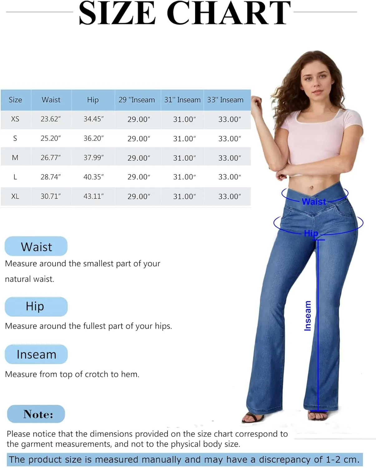 BlueRose Flare Jean Leggings for Women,Bell Bottom Jeans for Women Knit Crossover High Waisted Bootcut Jean