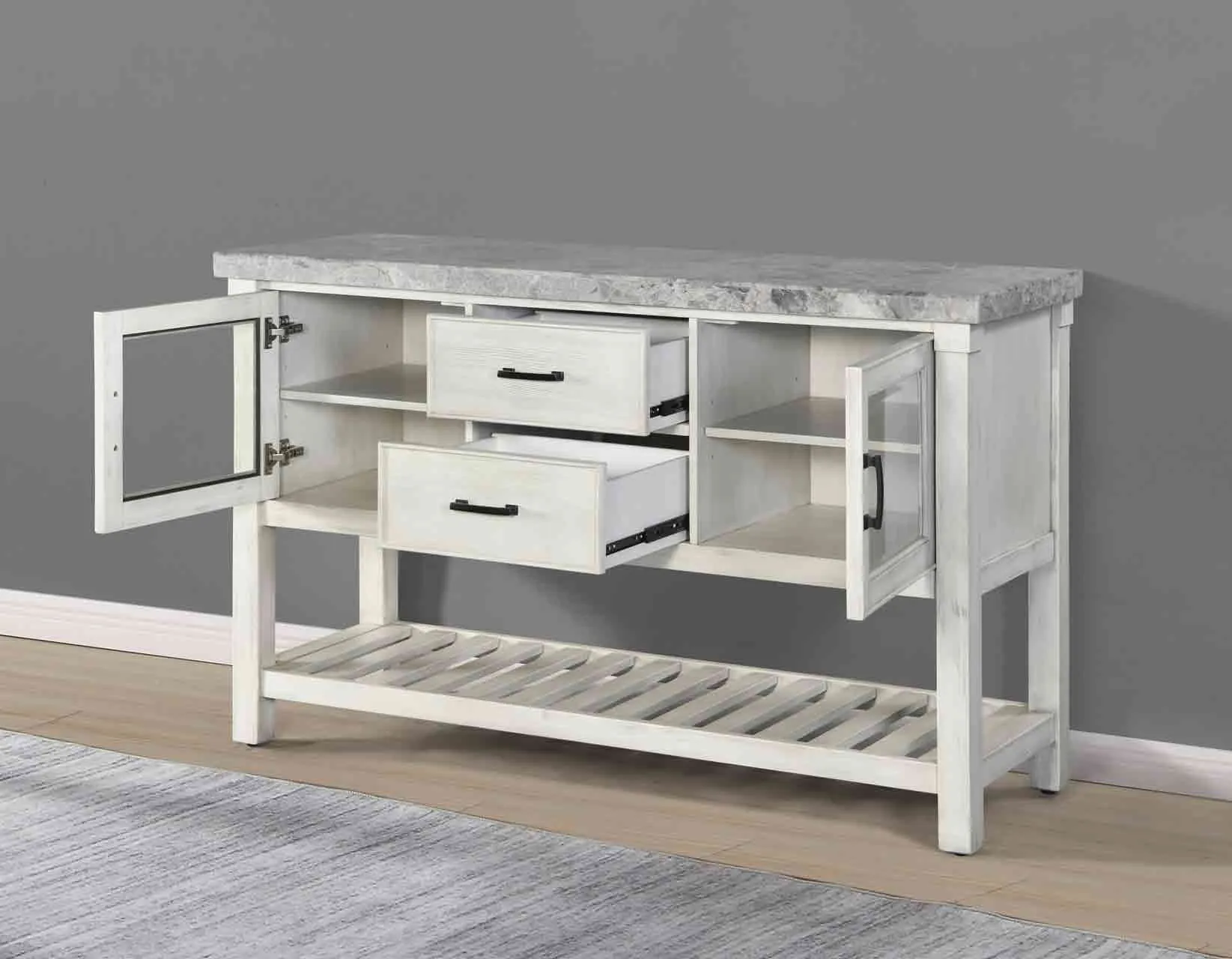 Canova Gray Marble Round Dining Set