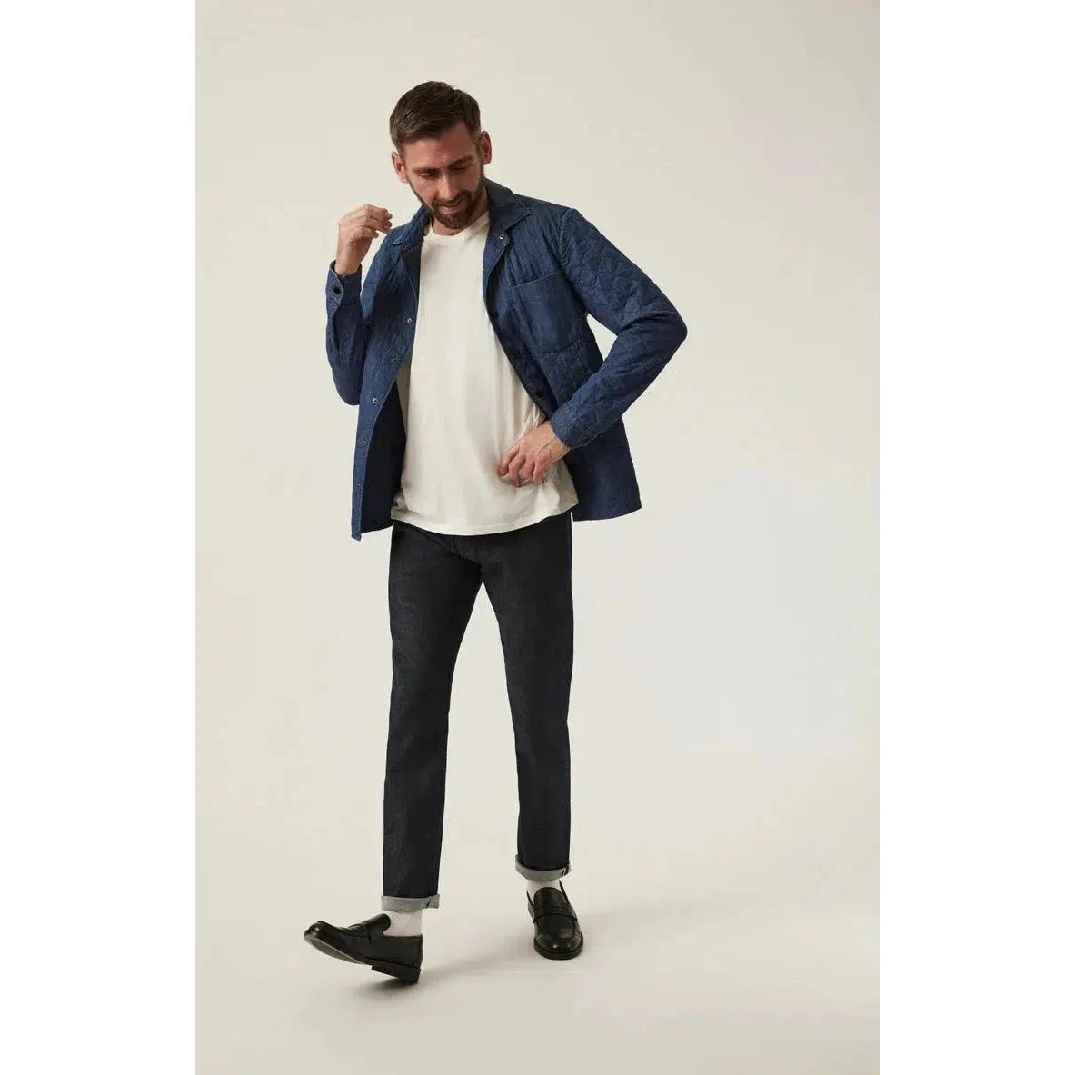 DENIM QUILTED OVERSHIRT INDIGO