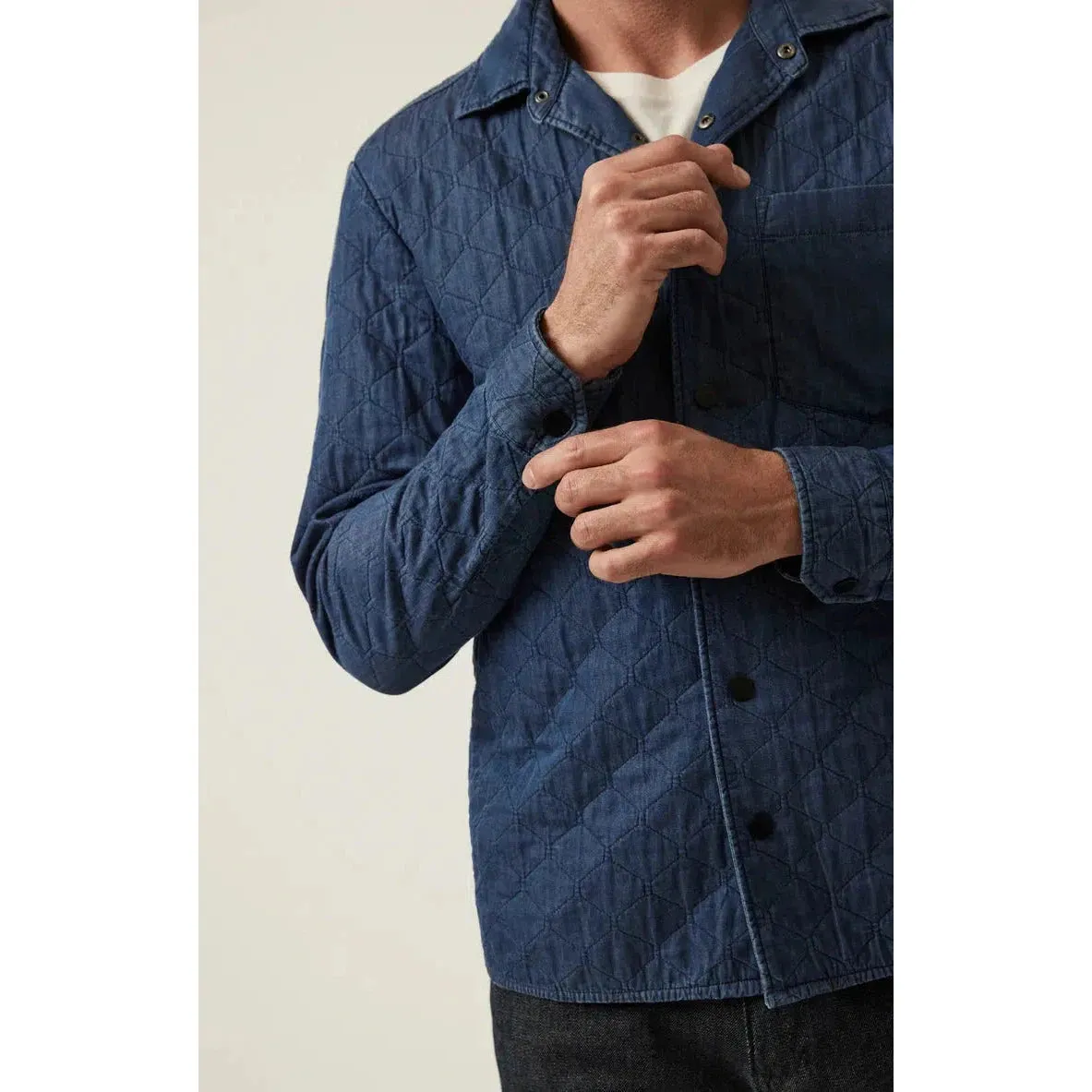 DENIM QUILTED OVERSHIRT INDIGO