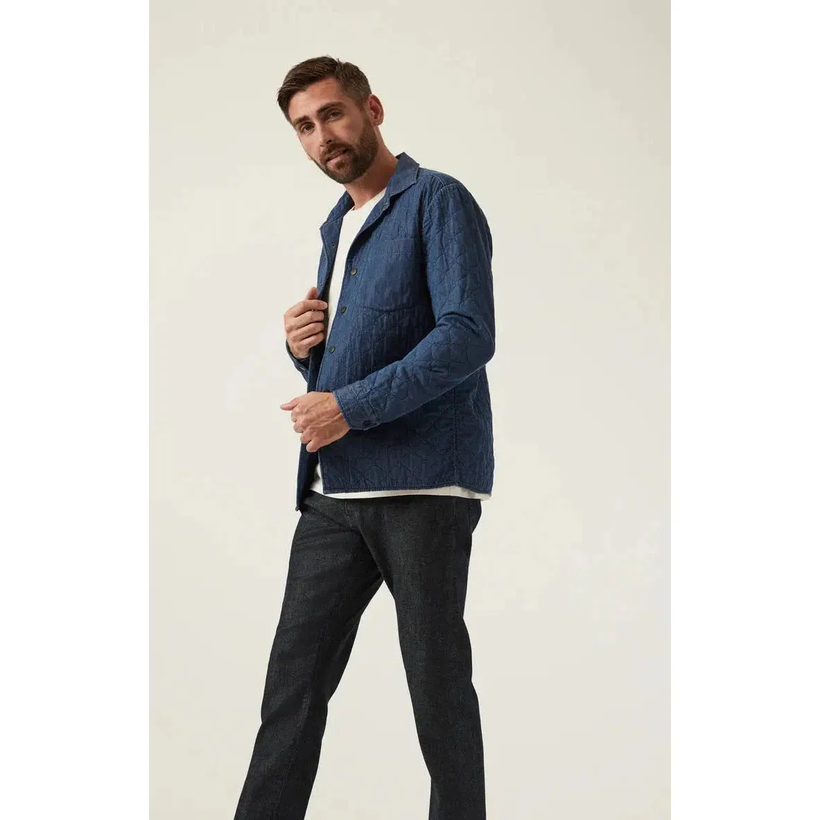 DENIM QUILTED OVERSHIRT INDIGO