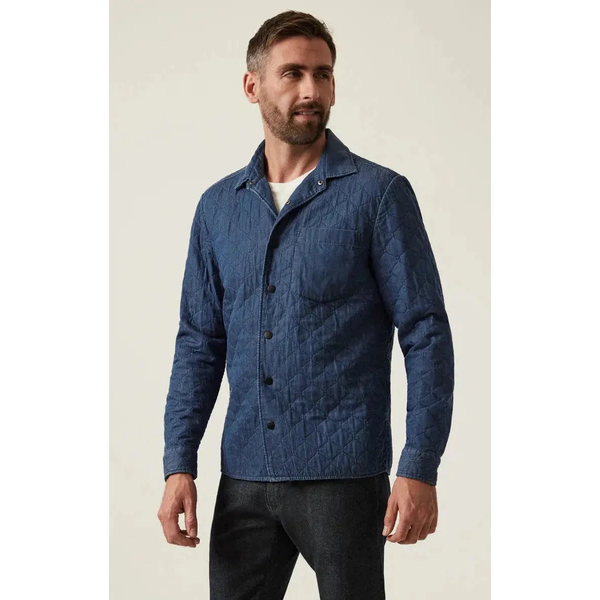 DENIM QUILTED OVERSHIRT INDIGO