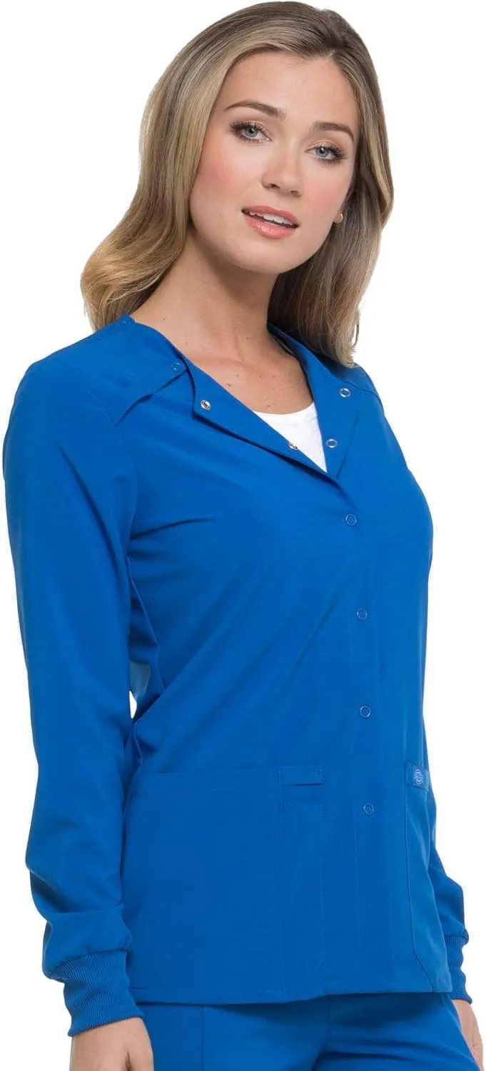 Dickies Scrub Jackets for Woman Snap Front Warm-up Jacket with 2 Pockets - DK305