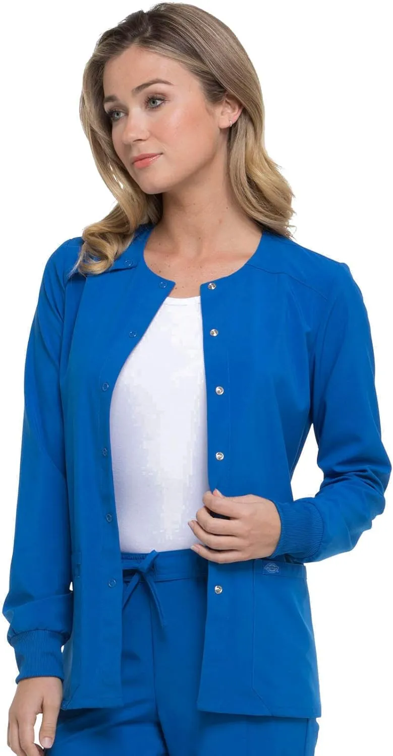 Dickies Scrub Jackets for Woman Snap Front Warm-up Jacket with 2 Pockets - DK305