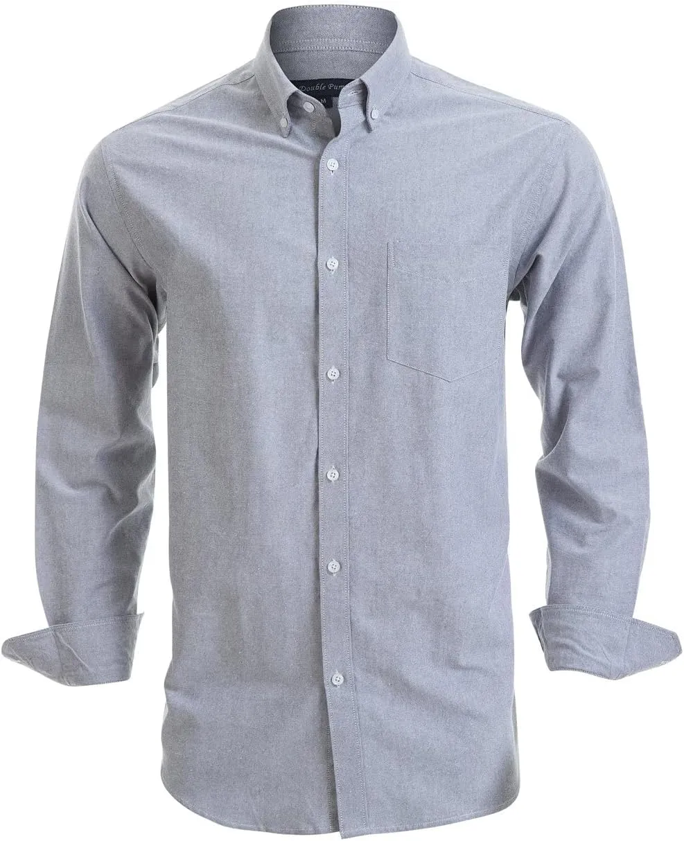 Double Pump Mens Button Down Shirts Cotton Long Sleeve Shirts Regular Fit
