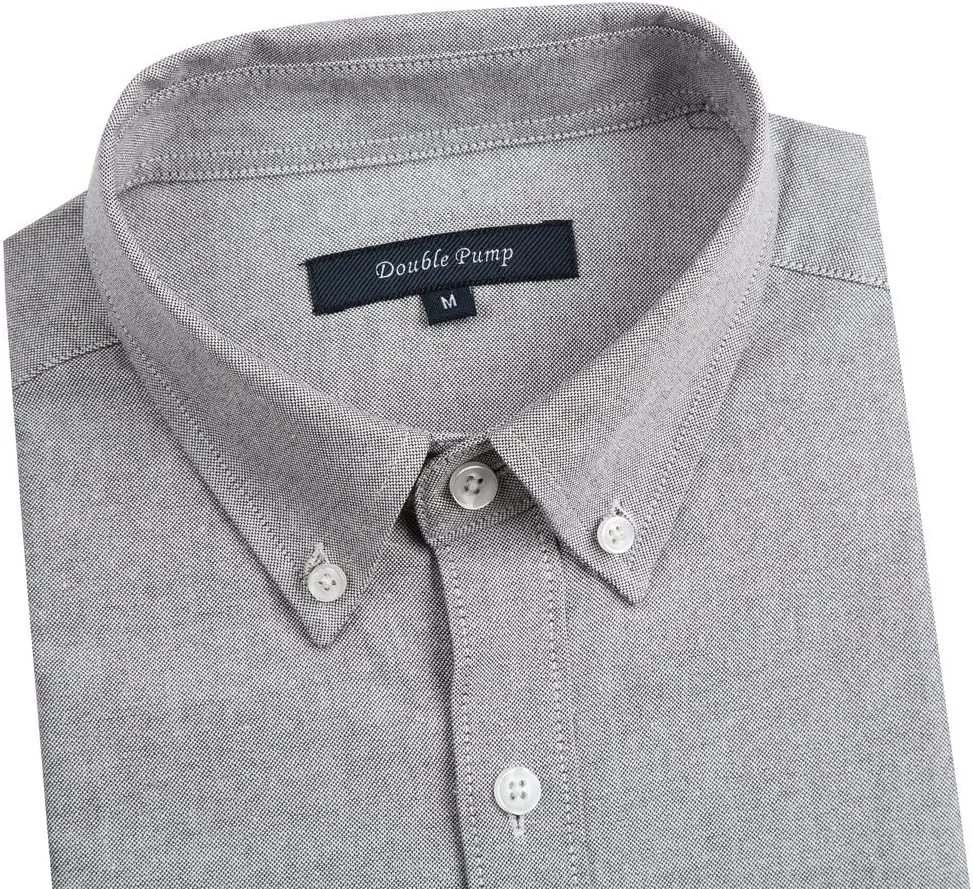 Double Pump Mens Button Down Shirts Cotton Long Sleeve Shirts Regular Fit