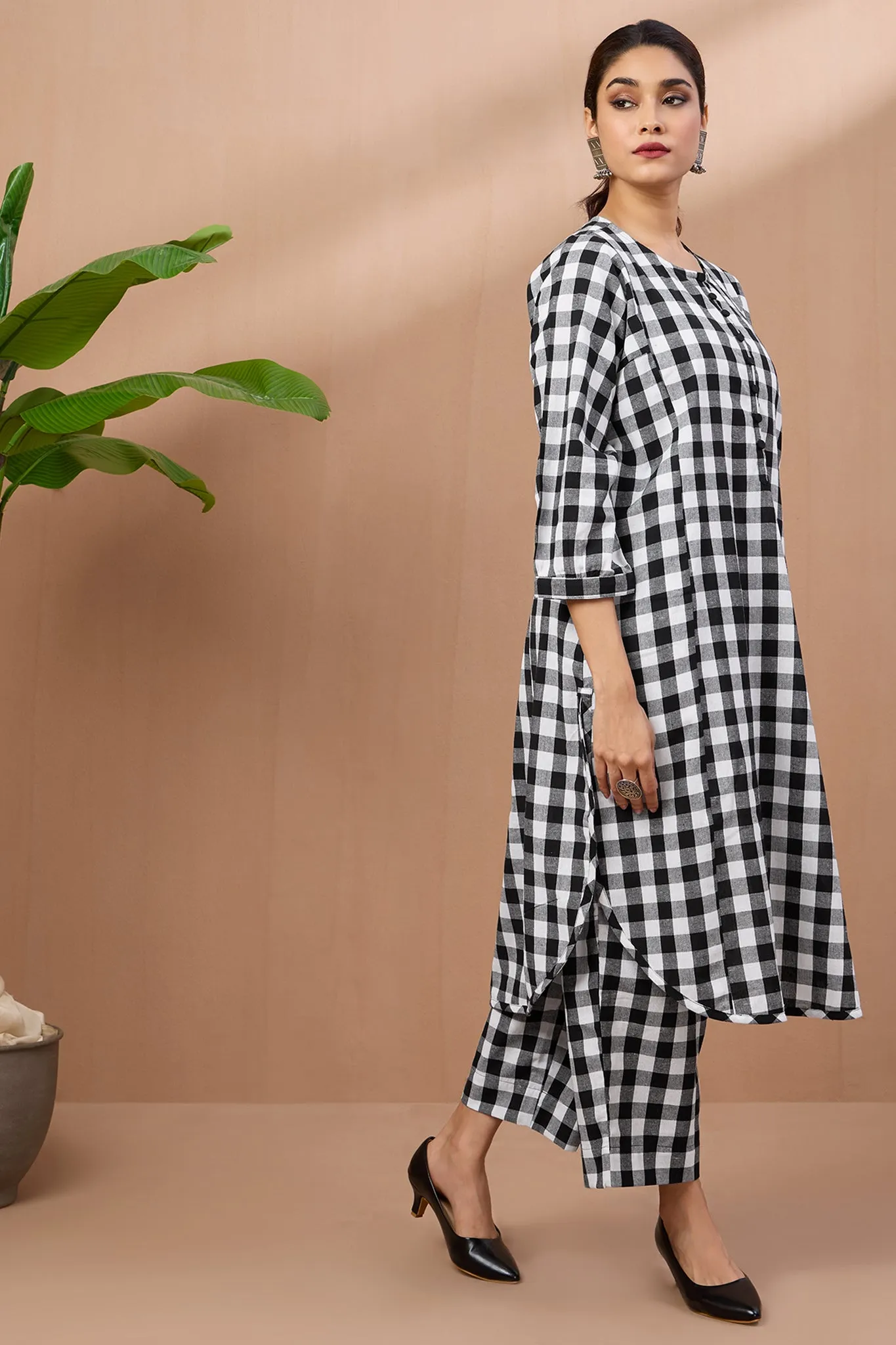 Gingham Mono Checks Cotton Co-ord Set (set of 2)