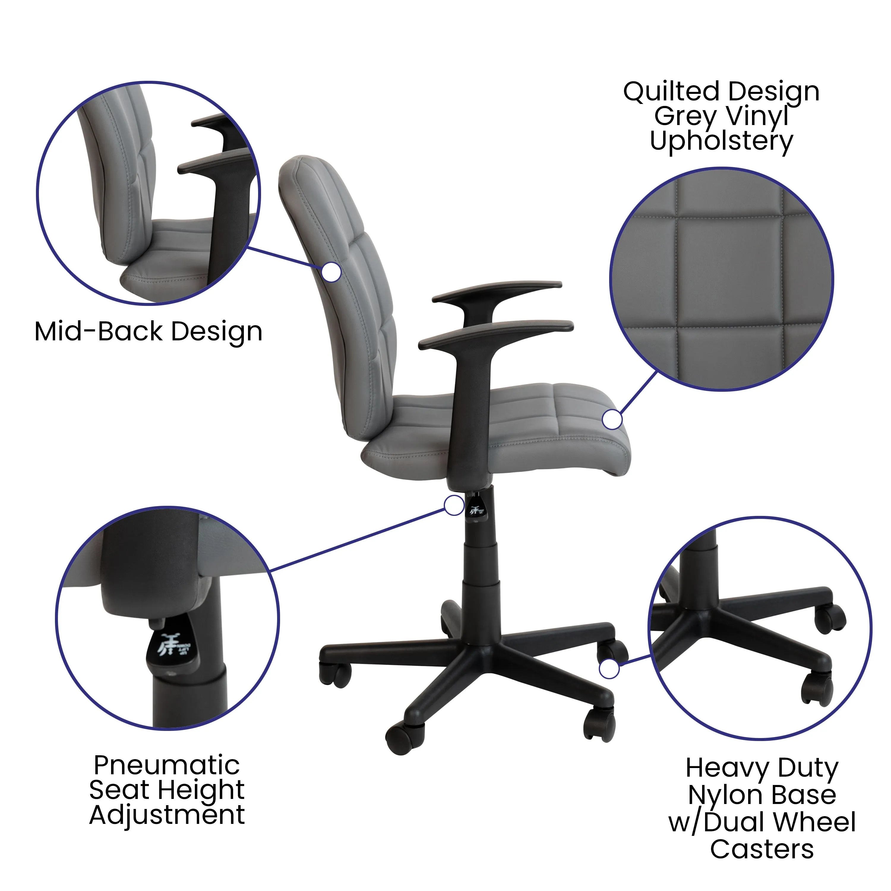 Gray Mid-Back Task Chair GO-1691-1-GY-A-GG