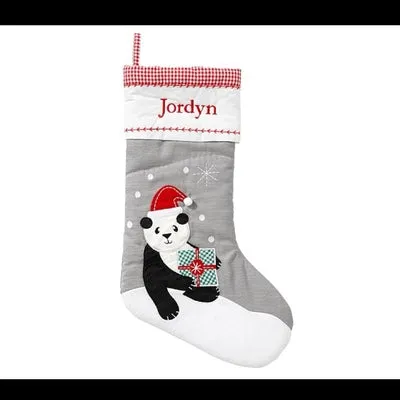 GREY Quilted Christmas Stockings with complimentary embroidery name