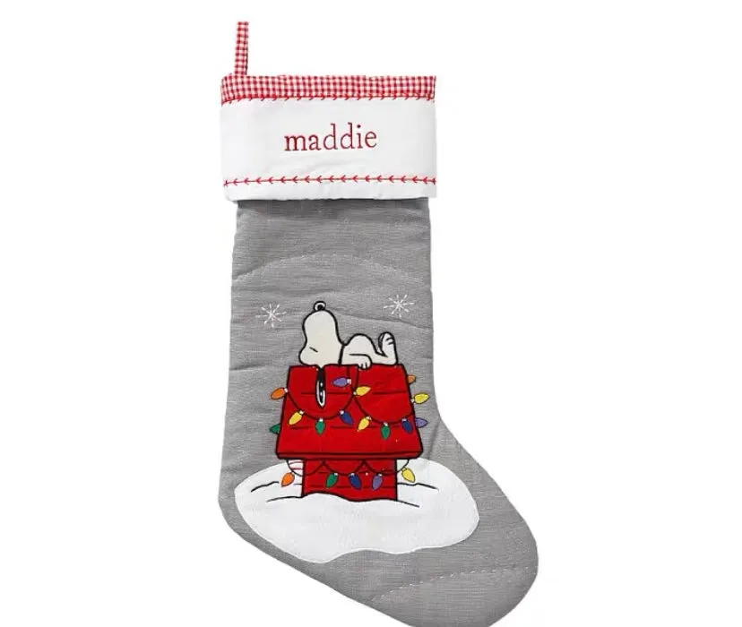 GREY Quilted Christmas Stockings with complimentary embroidery name