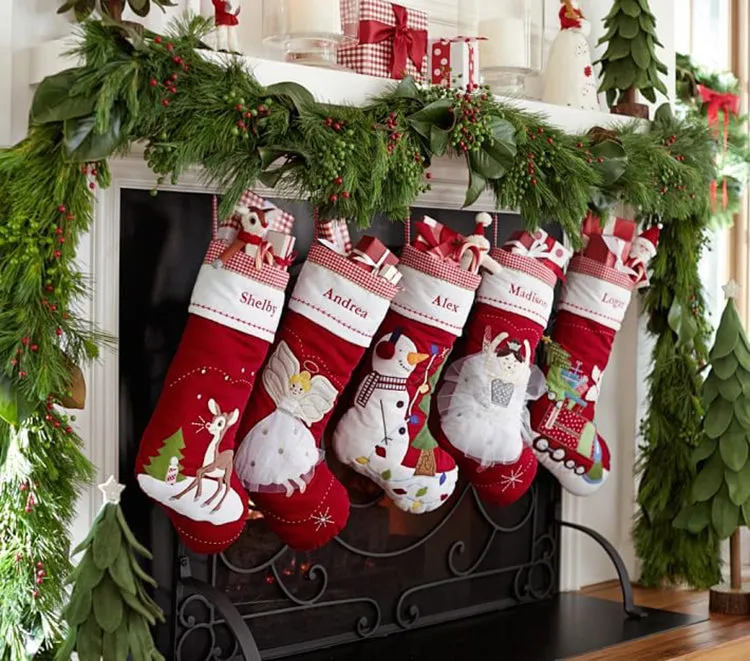GREY Quilted Christmas Stockings with complimentary embroidery name