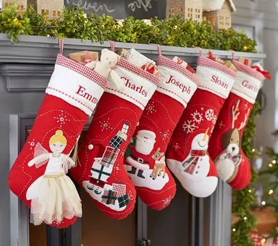 GREY Quilted Christmas Stockings with complimentary embroidery name