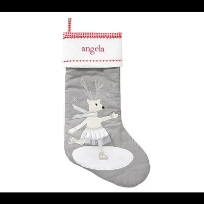 GREY Quilted Christmas Stockings with complimentary embroidery name