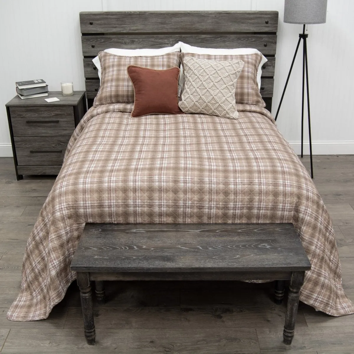 Highland Plaid Reversible 3-Pc Quilt Set - Queen