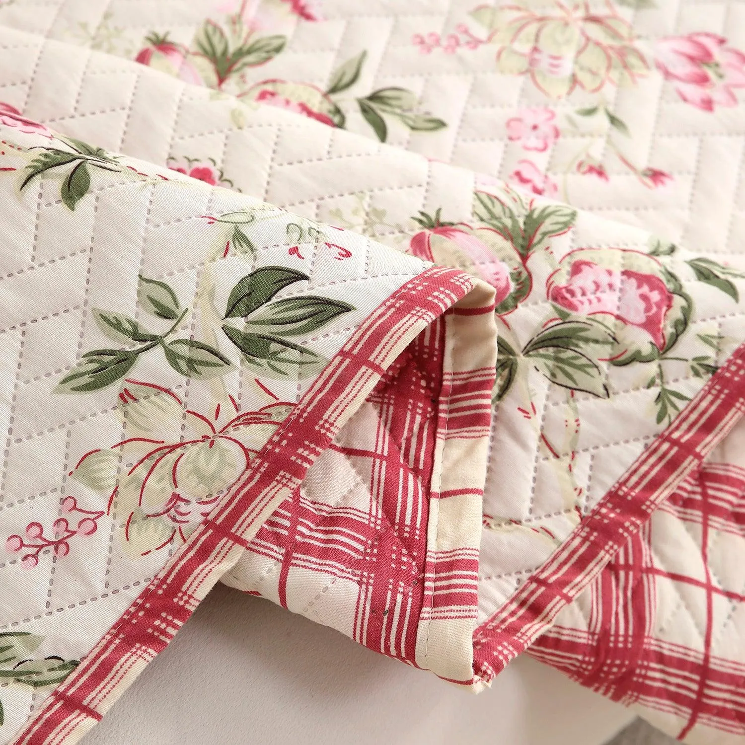 HOKIPO Quilted Sofa Cover Seat Mat for 1/2/3 Seater, Beige Peonies