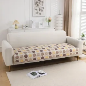 HOKIPO Quilted Sofa Cover Seat Mat for 1/2/3 Seater, Brown Polka Dot
