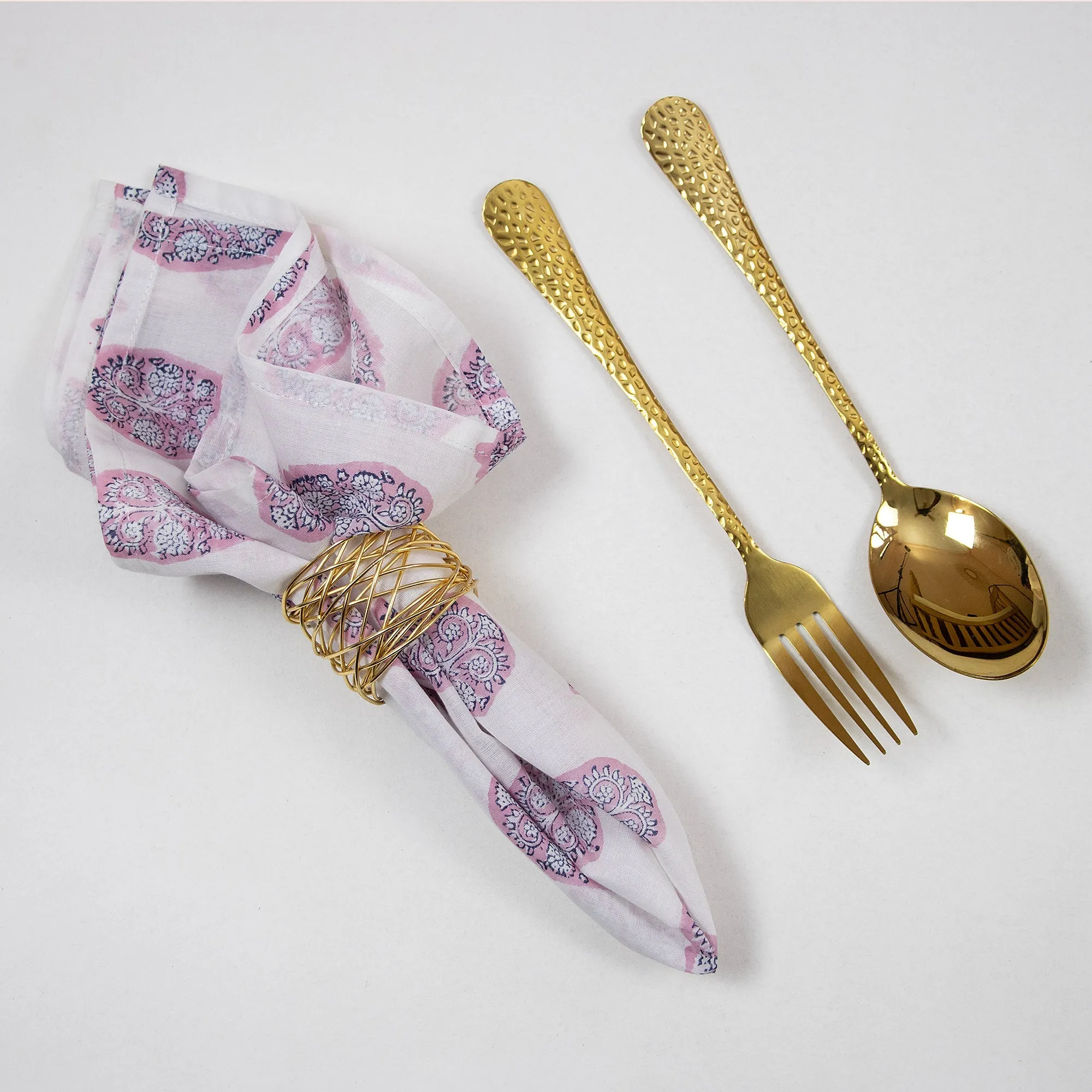 Indian Hand Block Soft Pink Cotton Kitchen Napkins