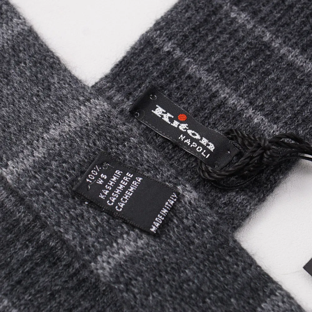Kiton Gray Striped Knit Cashmere Tie