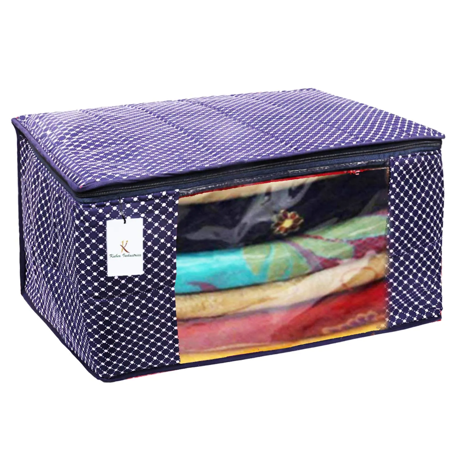 Kuber Industries Cotton 2 Pieces Three Layer Quilted Extra Large Saree Cover (Maroon & Blue)-CTKTC013492