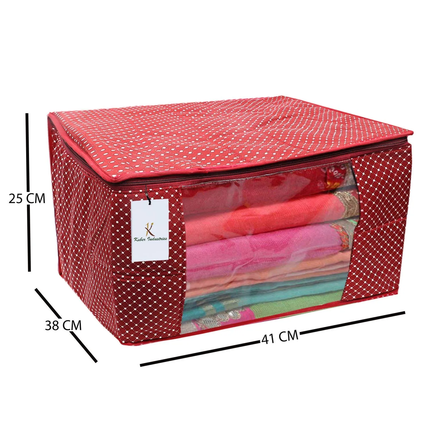 Kuber Industries Cotton 2 Pieces Three Layer Quilted Extra Large Saree Cover (Maroon & Blue)-CTKTC013492