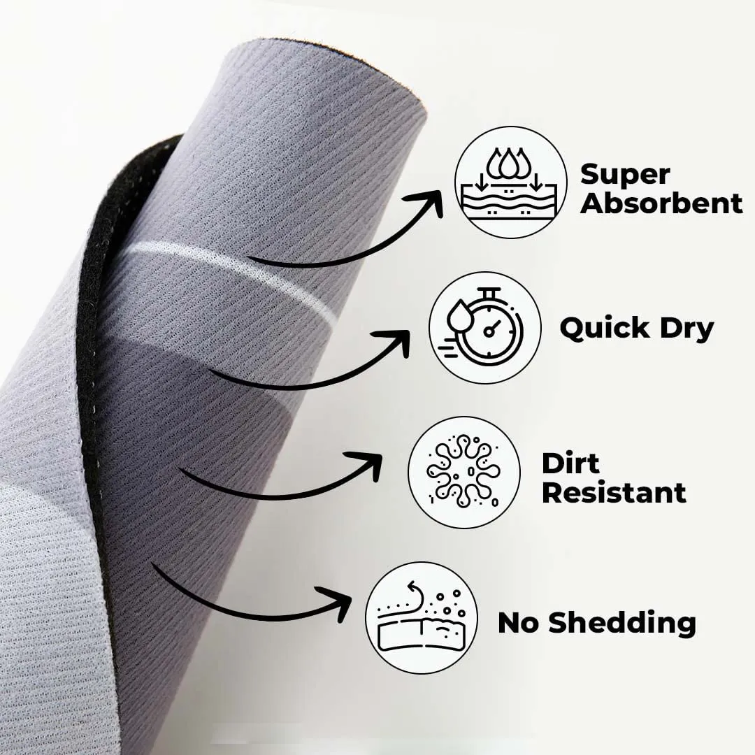 Kuber Industries Stylish Bathroom, Door Mat, Floor, Bath, Door Mat, Bathroom Carpet | Non Slip for Bathroom Cushion Super Absorbent Soft Carpet, Quick Dry Dirt | 40 x 60 cm, Grey, Pack of 5