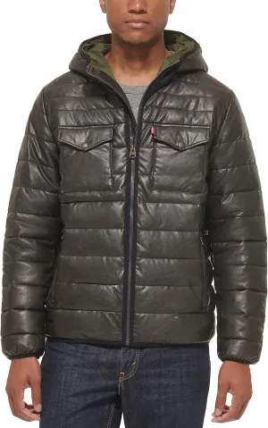 Levi's mens Water Resistant Performance Stretch Hooded Puffer Jacket