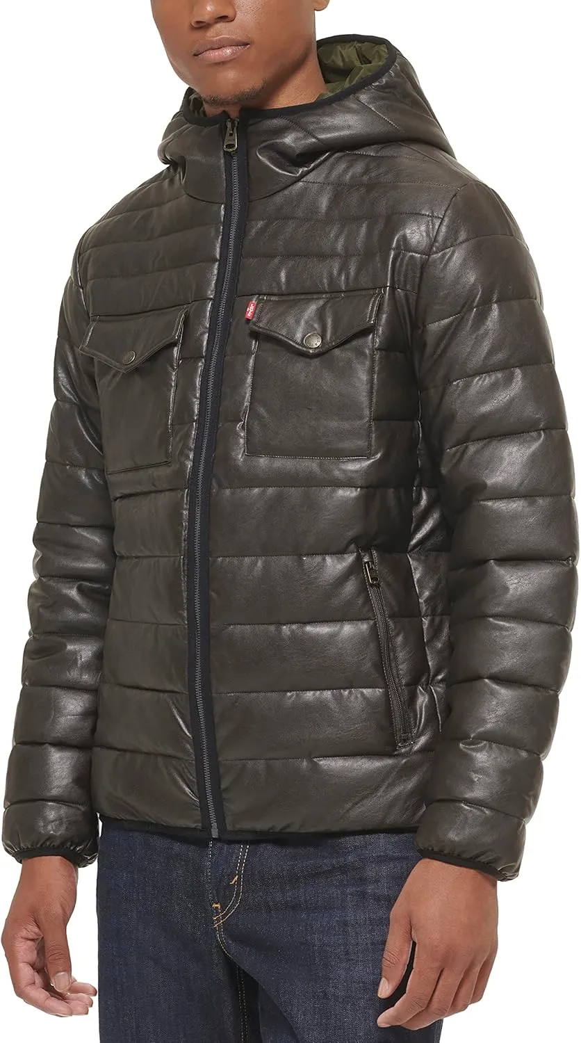 Levi's mens Water Resistant Performance Stretch Hooded Puffer Jacket