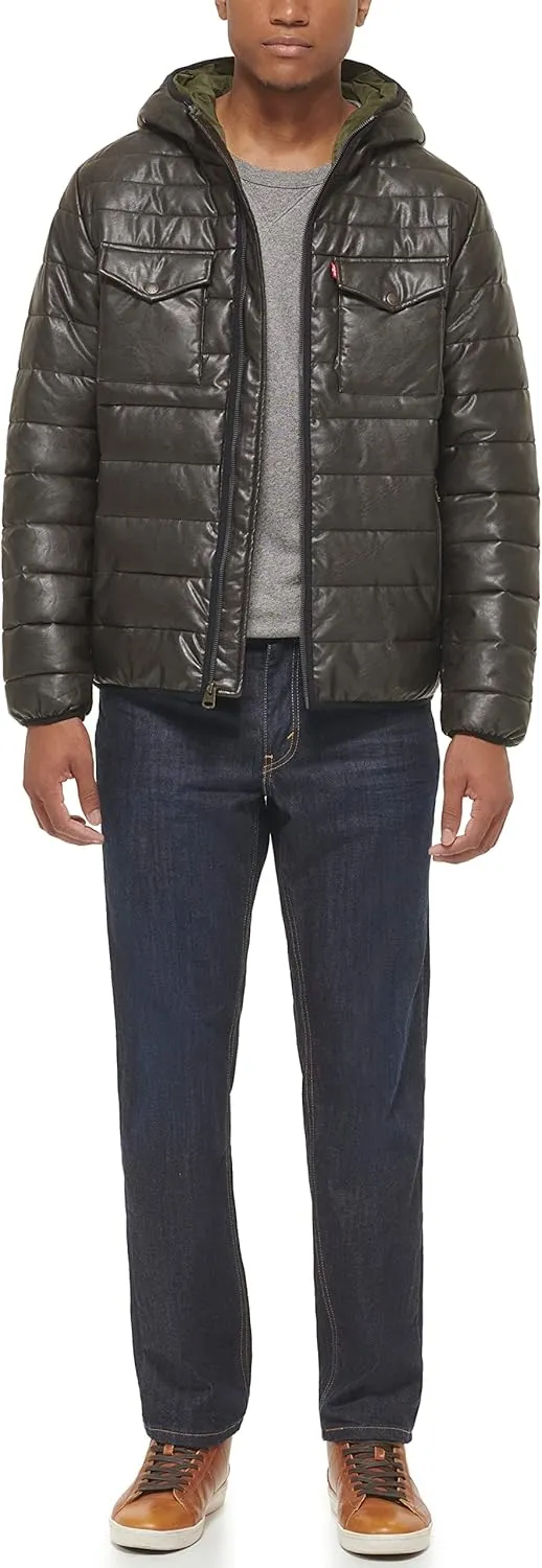 Levi's mens Water Resistant Performance Stretch Hooded Puffer Jacket
