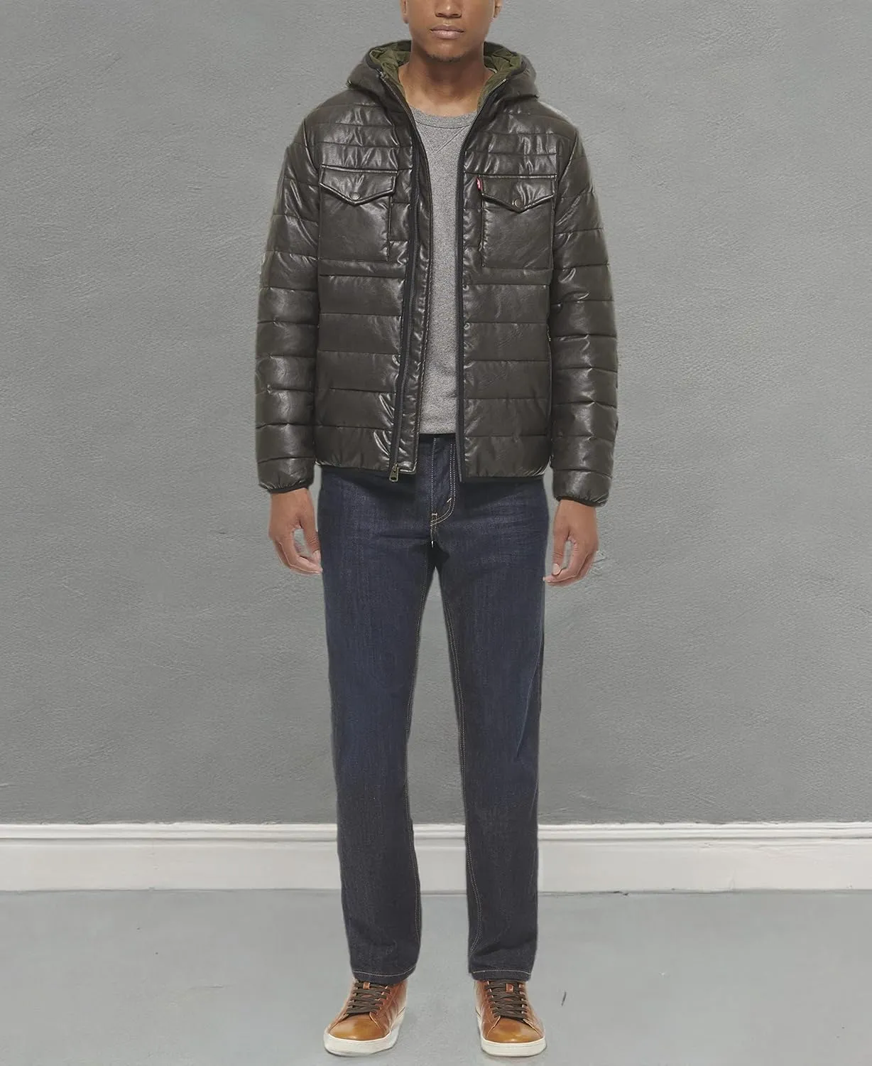 Levi's mens Water Resistant Performance Stretch Hooded Puffer Jacket