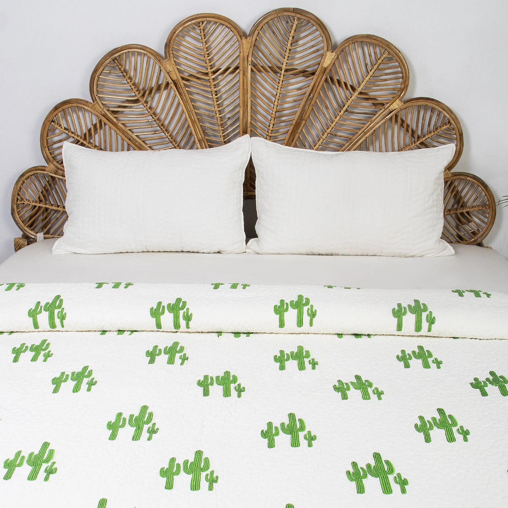 Luxury Green Cactus Cotton Jaipuri Machine Quilted Rajai