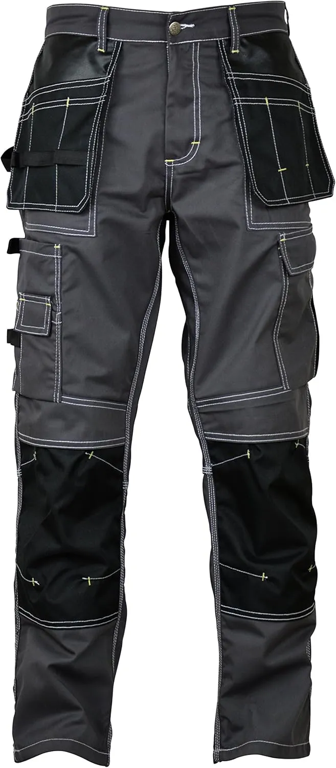 Men's Construction Pants with Cordura Knees Reinforced Carpenter Work Pants Tactical Workwear Cargo Safety Trousers