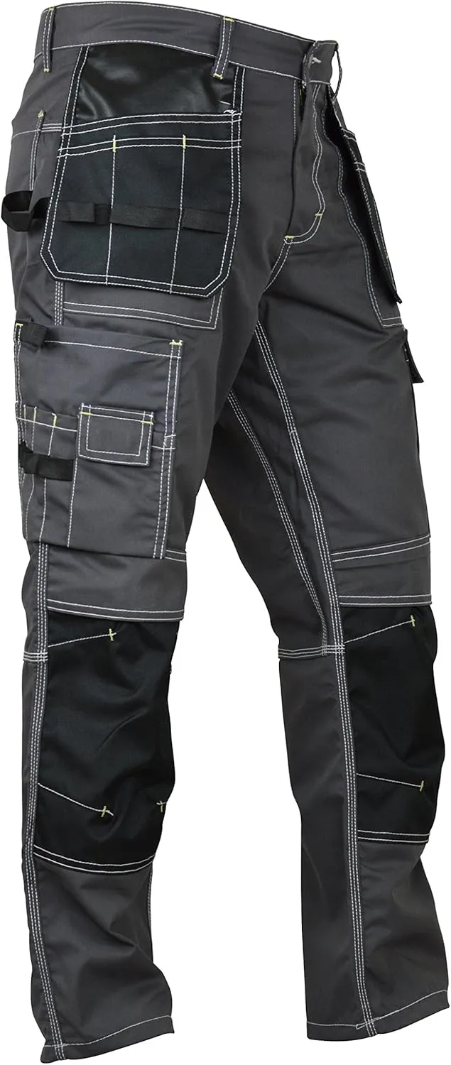 Men's Construction Pants with Cordura Knees Reinforced Carpenter Work Pants Tactical Workwear Cargo Safety Trousers