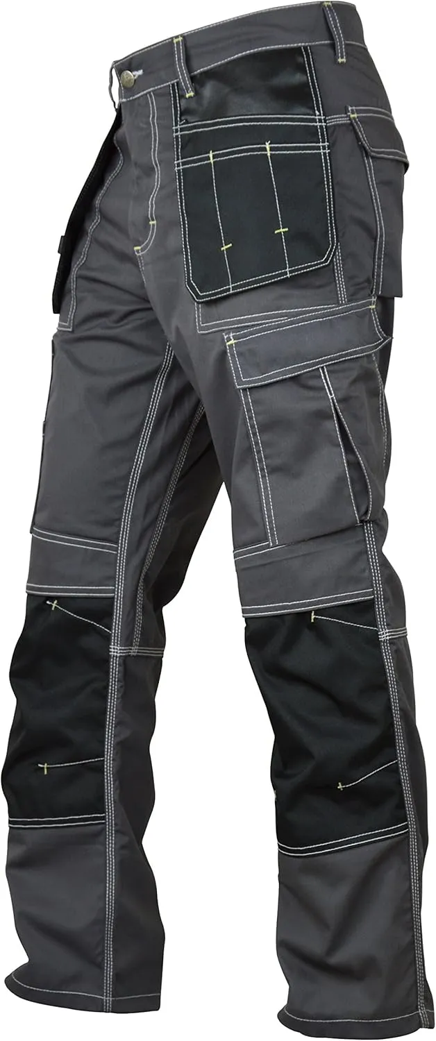Men's Construction Pants with Cordura Knees Reinforced Carpenter Work Pants Tactical Workwear Cargo Safety Trousers