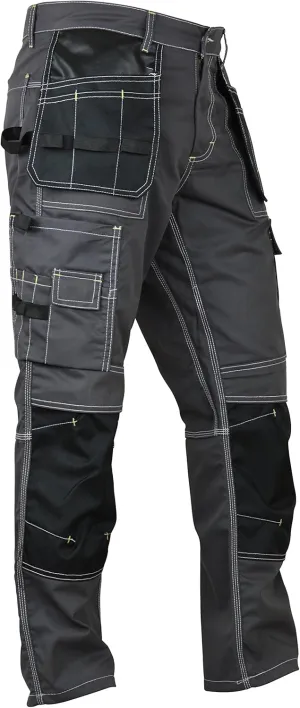 Men's Construction Pants with Cordura Knees Reinforced Carpenter Work Pants Tactical Workwear Cargo Safety Trousers