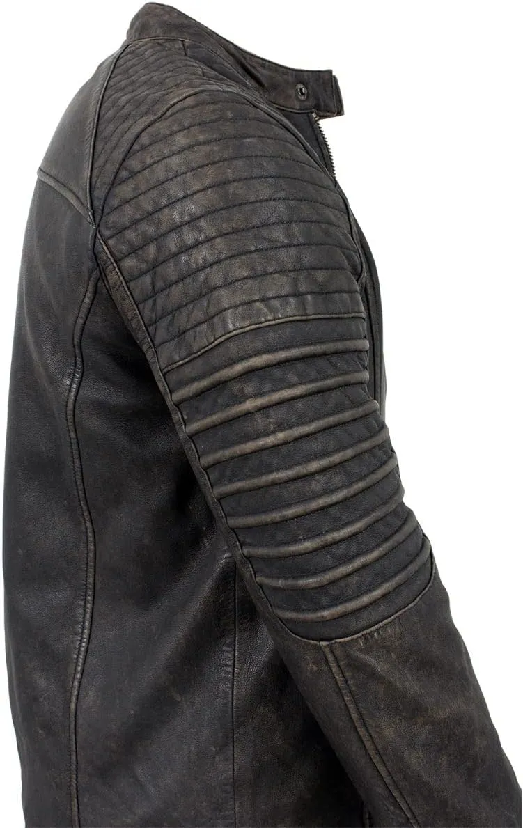 Milwaukee Leather Vintage SFM1808 Men's Black Leather Seamed Shoulder Zipper Front Jacket