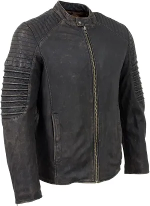 Milwaukee Leather Vintage SFM1808 Men's Black Leather Seamed Shoulder Zipper Front Jacket