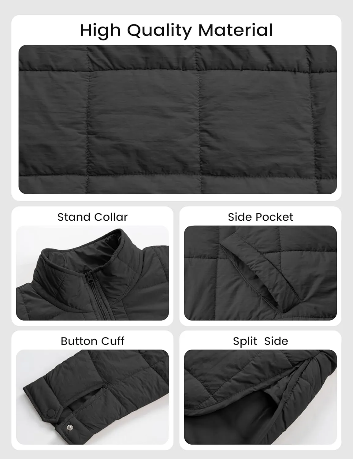 Omoone Women's Quilted Puffer Jacket Zip Up Oversized Lightweight Padded Down Coat Outerwear