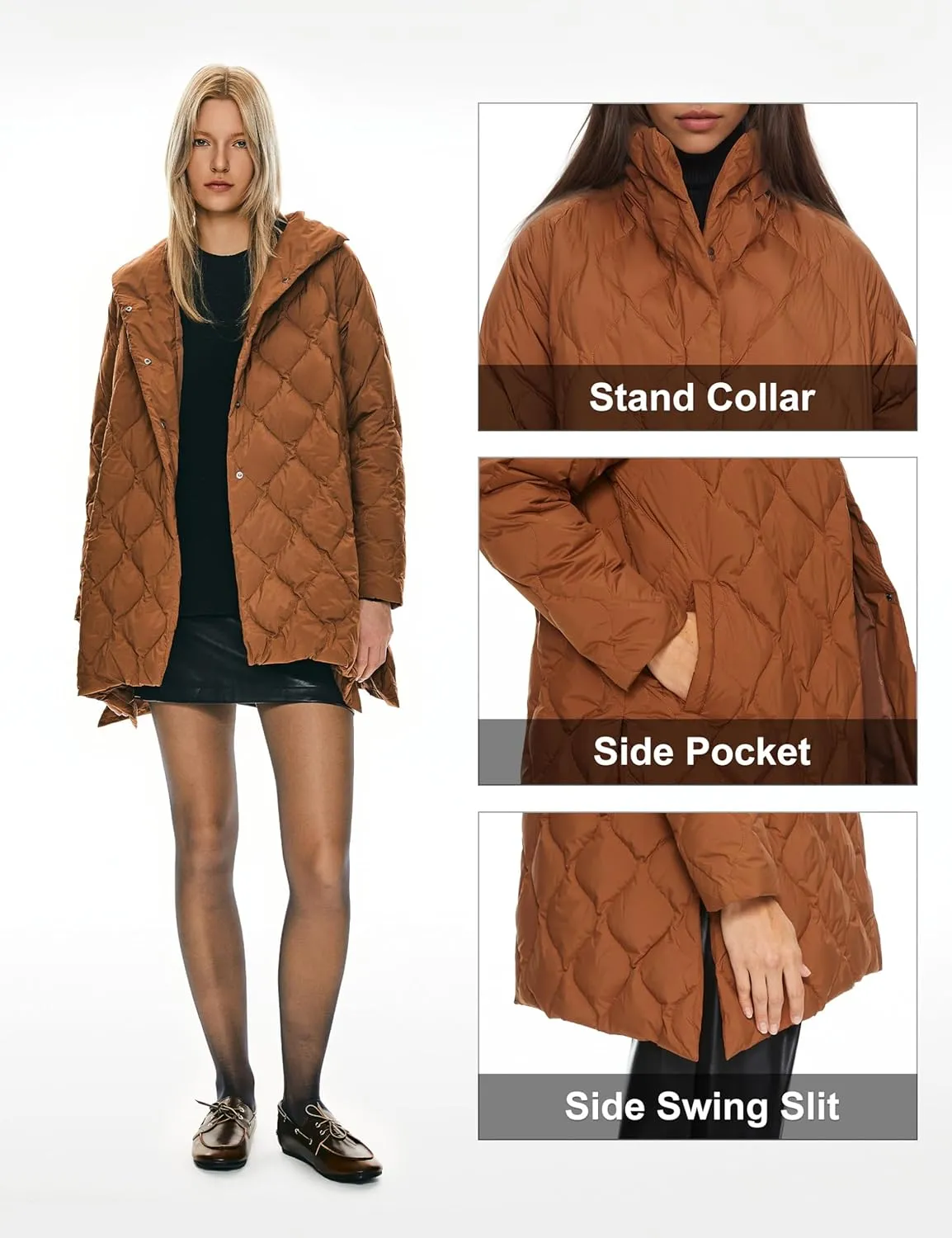 Orolay Women's Oversized Quilted Puffer Jacket Lightweight Insulated Casual Long Sleeve Padded Coat with Pockets