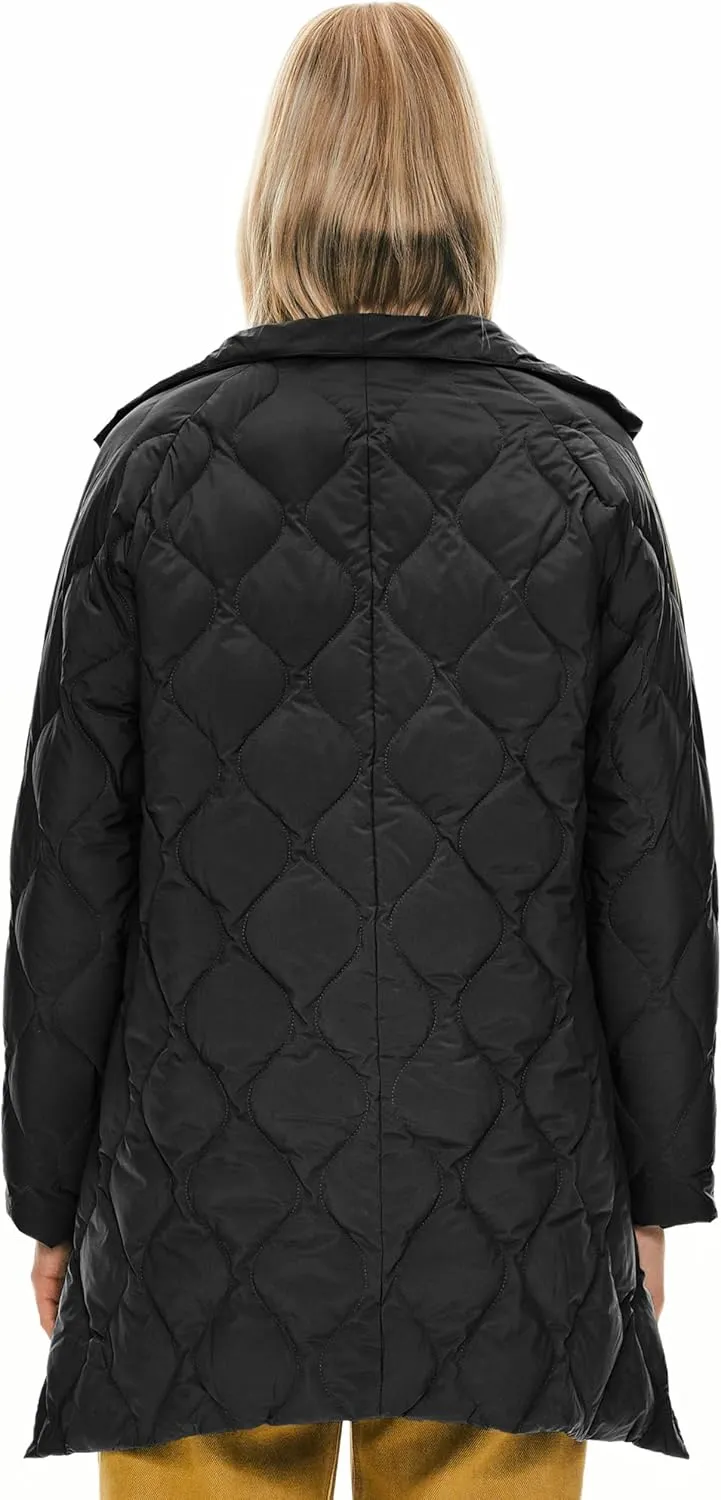 Orolay Women's Oversized Quilted Puffer Jacket Lightweight Insulated Casual Long Sleeve Padded Coat with Pockets