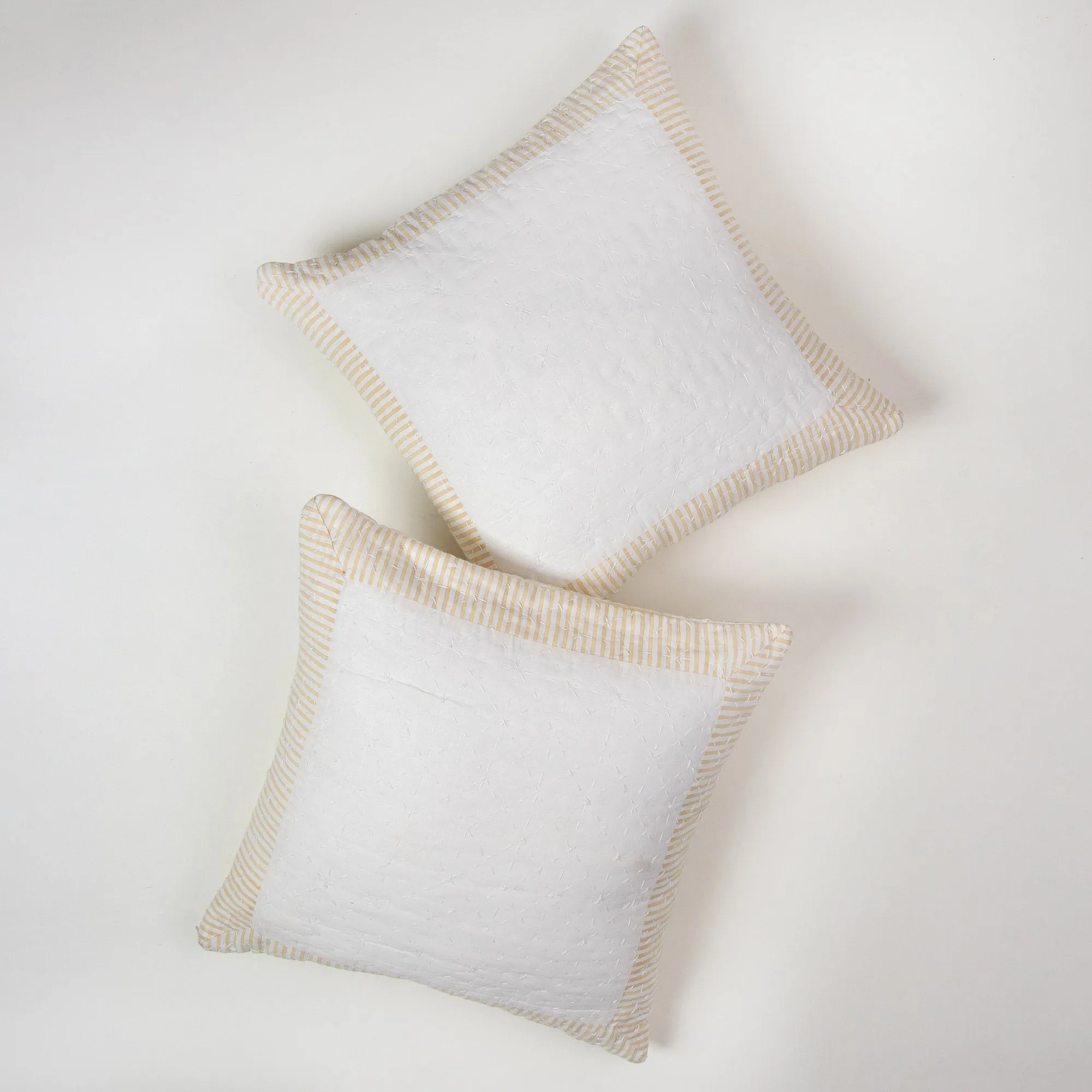 Premium Stripes Printed Kantha Cotton Cushion Cover