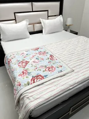 Pure Decor Doze Collection Microfiber Comforter Double Bed King Size (88"X93") with Laser Stitching PD 4120 - Floral, Multicolor