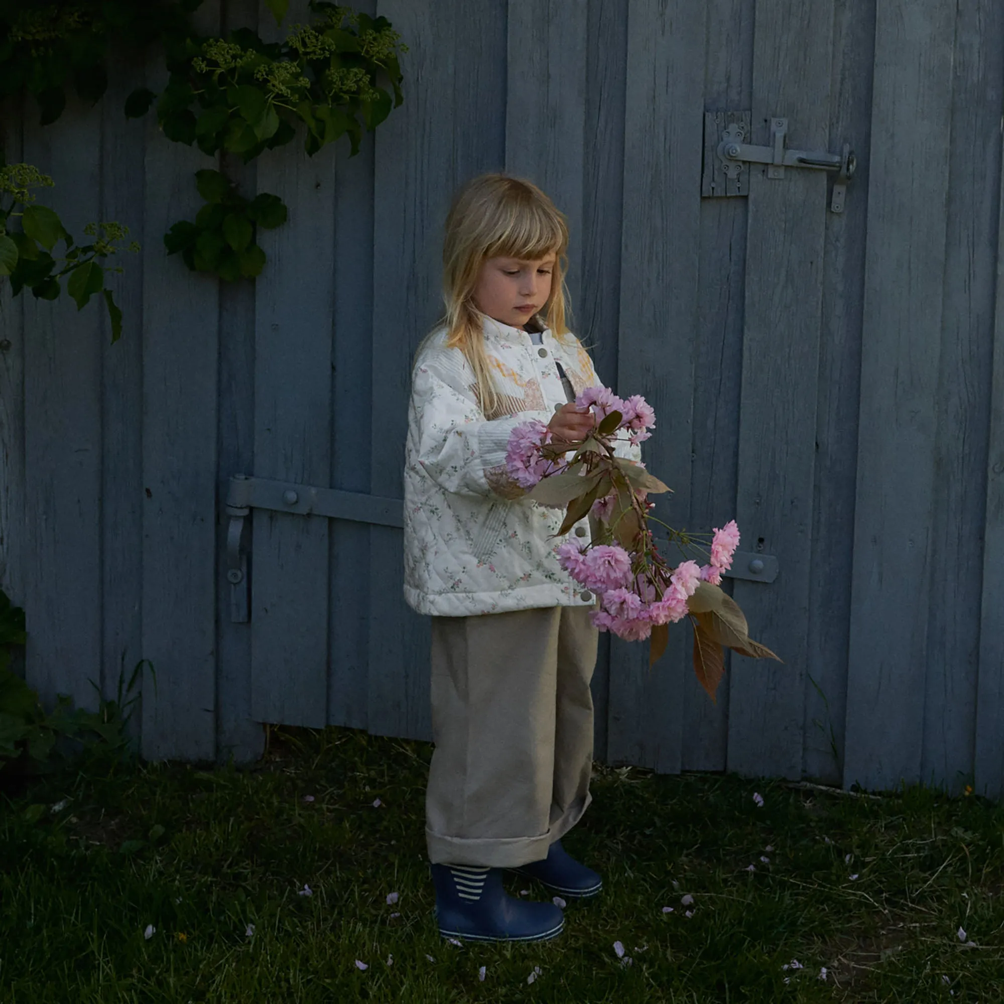 Quilt Jacket Inga - ivory checked flowers